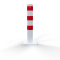 Barrier bollard | Steel tube  152 x 3.2 mm | stationary | for dowel fixing | hot-dip galvanized and white coatedwith three red reflecting stripes | total length: 1000 mm | without signal